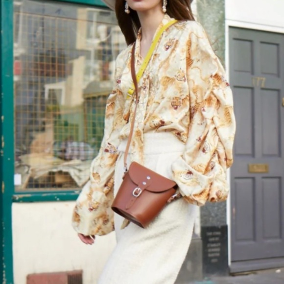 NWOT Zatchels Leather Barrel Bag - Yellow - Picture 6 of 6